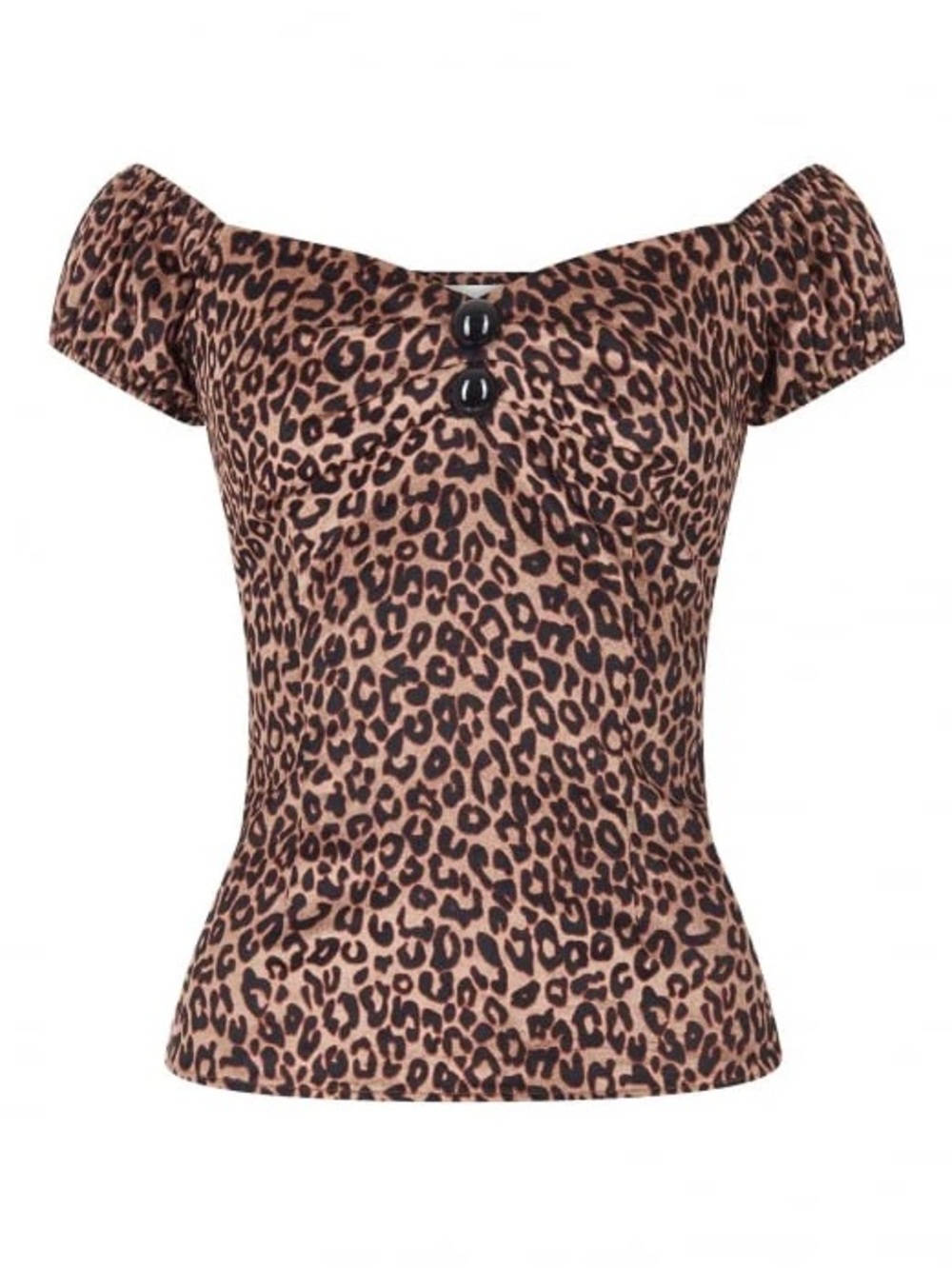 Leopard Print Off-Shoulder Women's Peasant Top Pin-up